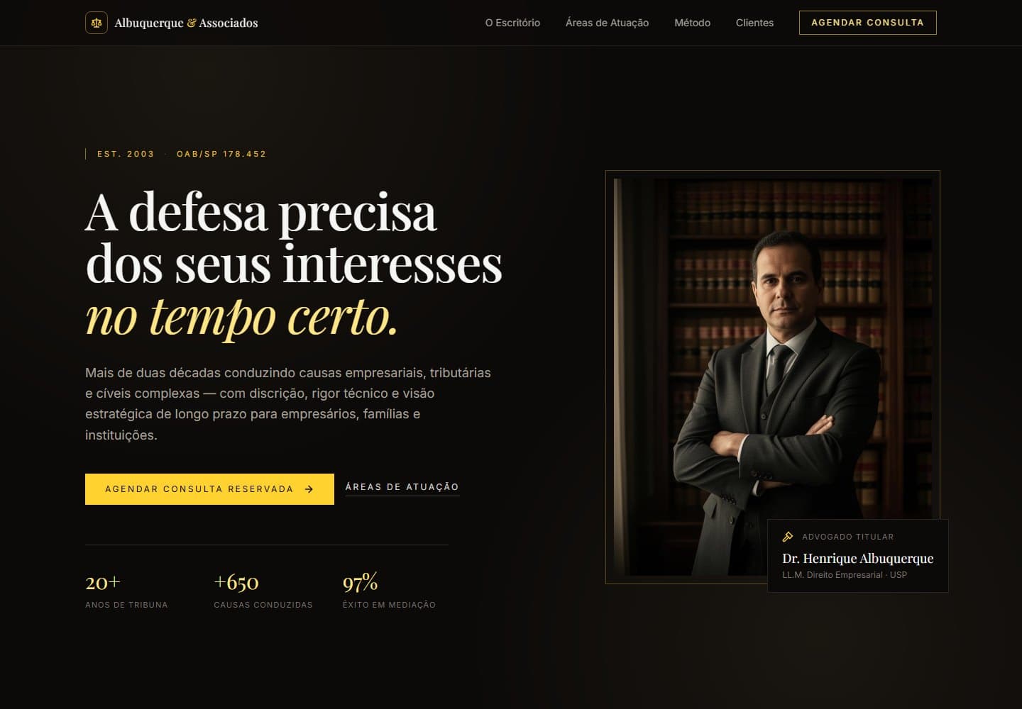 Landing page desenvolvida para um escritório de advocacia