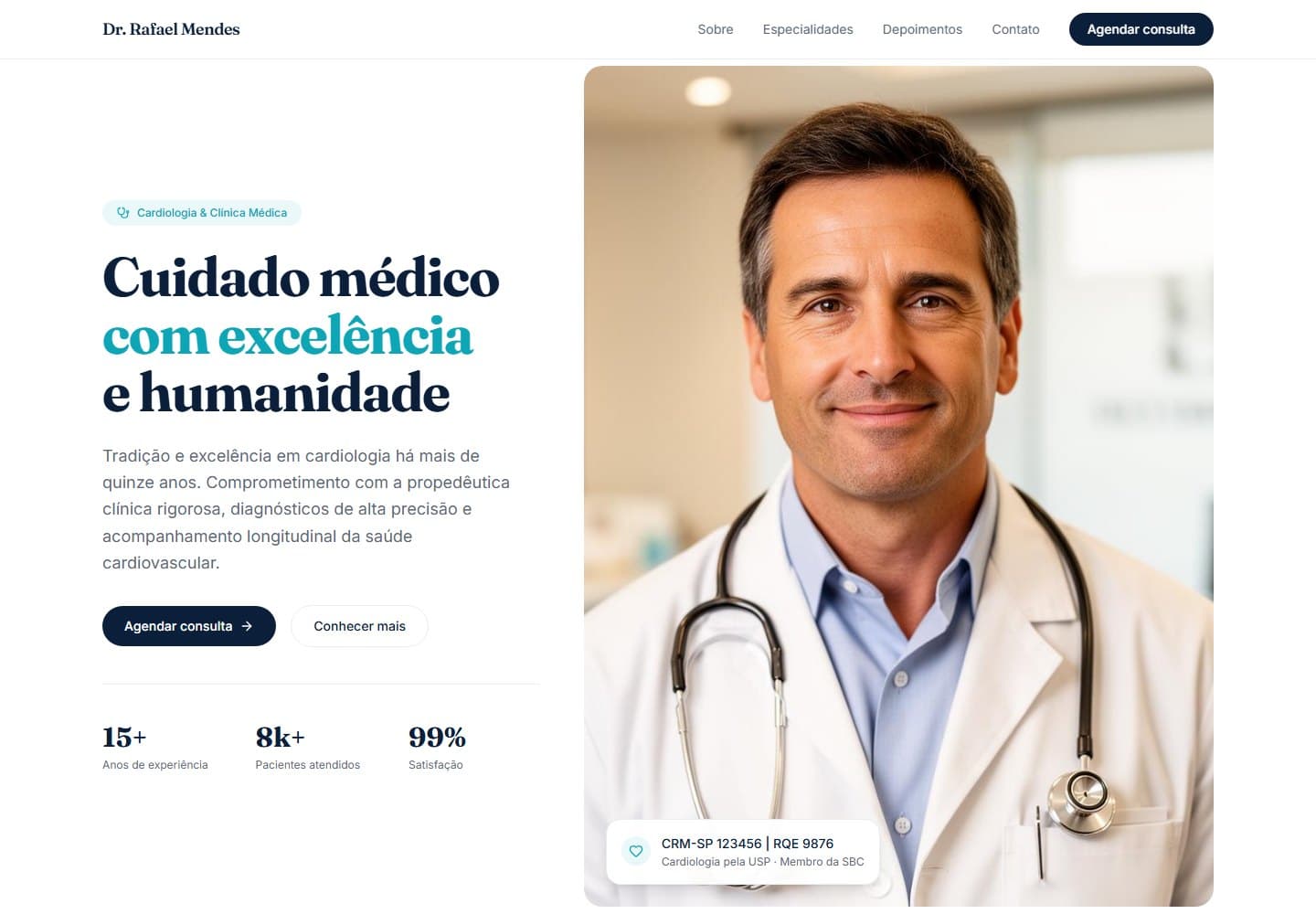 Landing page desenvolvida para um profissional da saúde