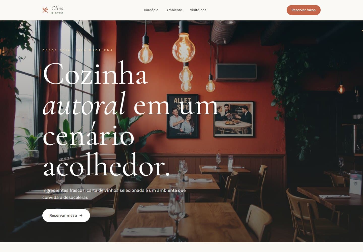 Landing page desenvolvida para um restaurante